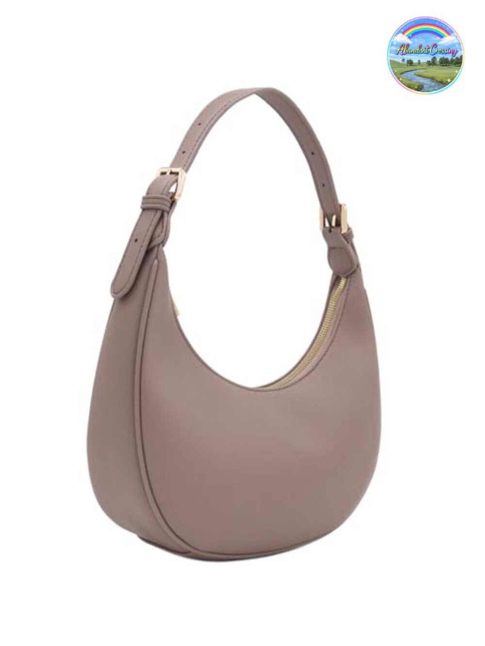 Faux Leather Crescent Shoulder Bag Underarm Purse Hobo